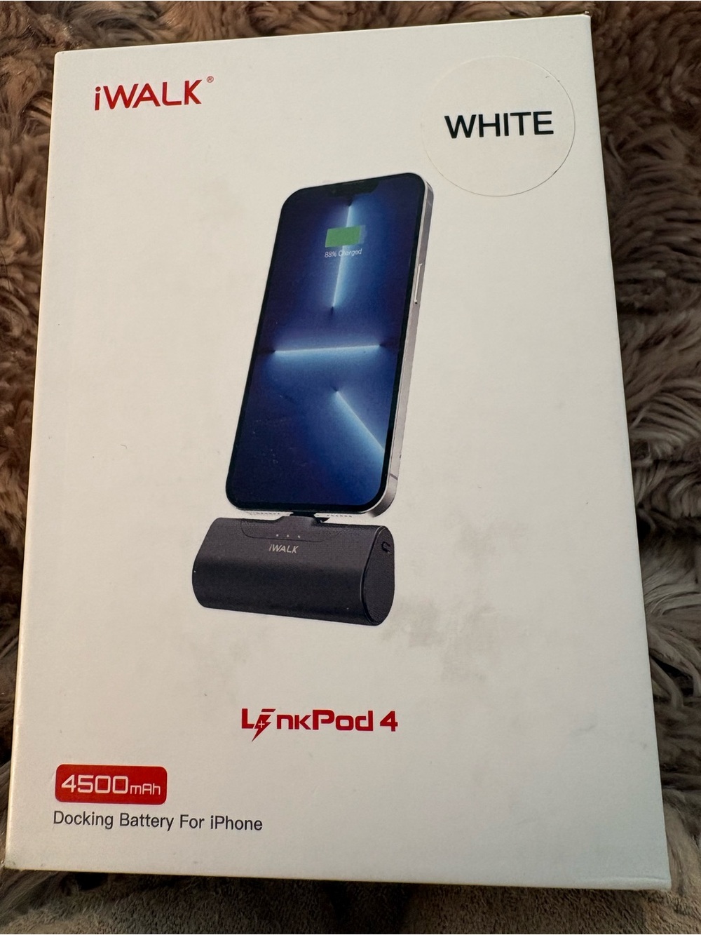 iWalk LinkPod 4 White 4500mAh Docking Battery for iPhone Lightning Connect NWT